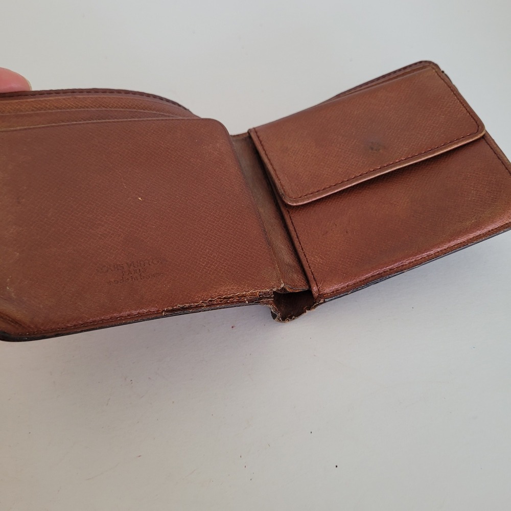 Louis Vuitton Monogram Bifold Wallet Brown Canvas Made in France Vintage - Picture 3 of 14